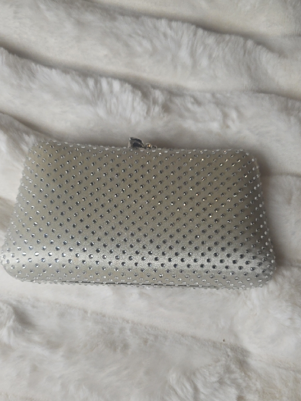 Elegant Silver Crystal-Stud Evening Clutch - Picture 3 of 7